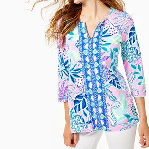 NWT Lilly Pulitzer UPF 50+ ChillyLilly Karina Tunic Top Lilac Rose Chica Ticas